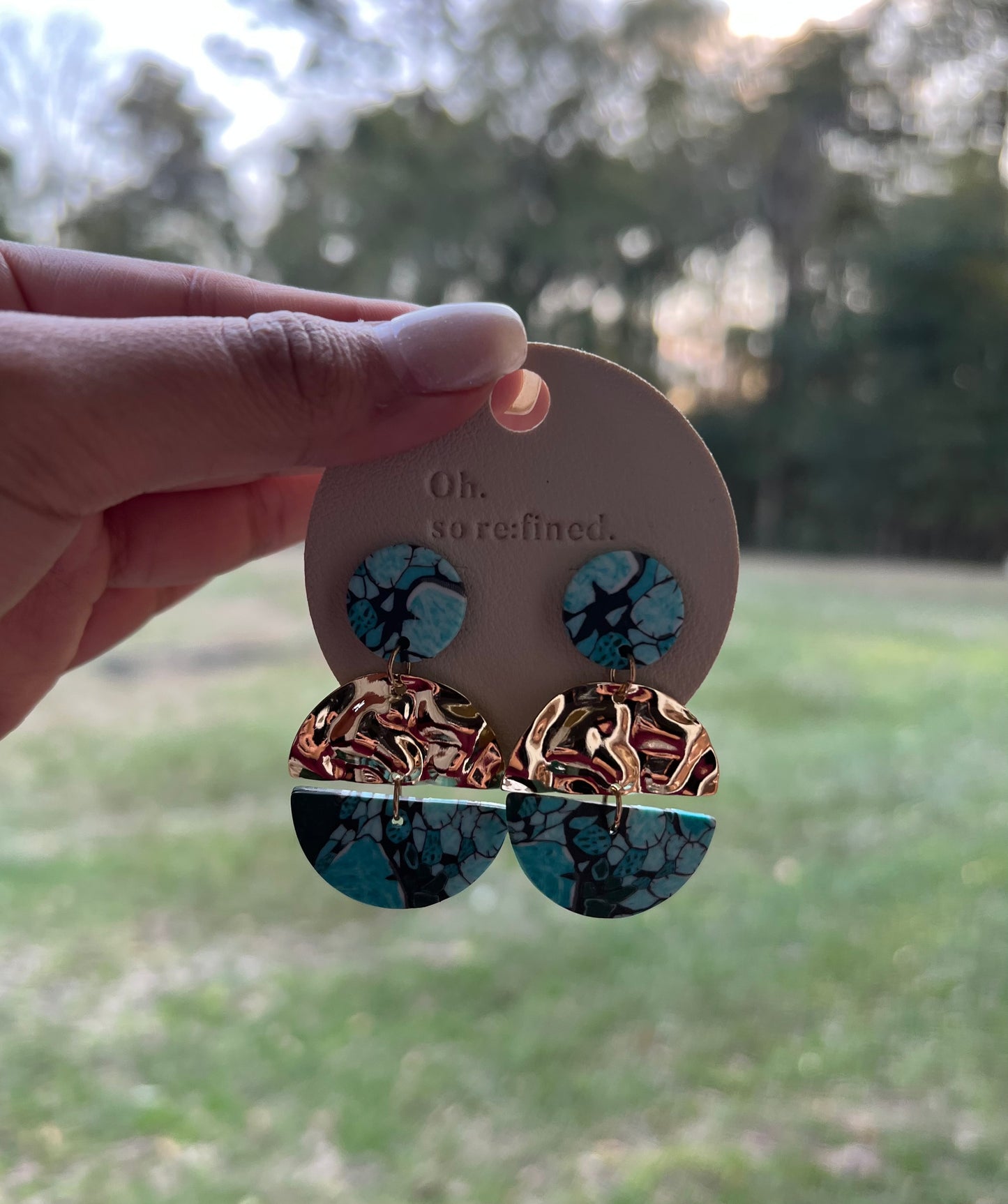 Turquoise & Gold Clay Dangles