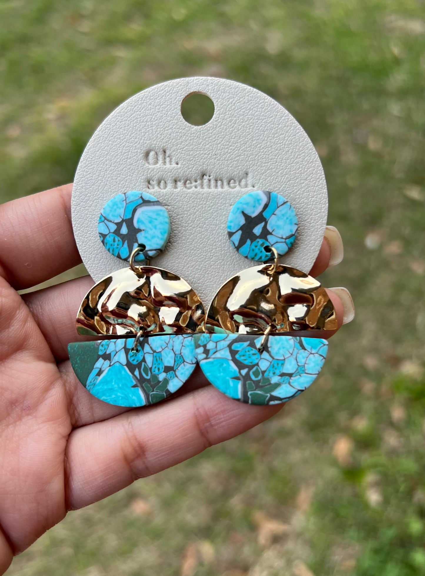 Turquoise & Gold Clay Dangles